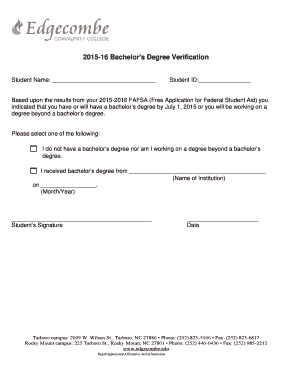 Bachelor’s Degree Verification Form