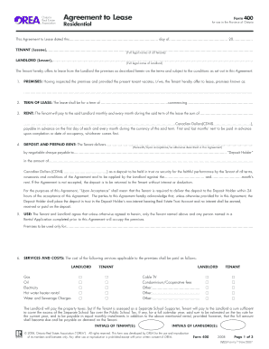 Agreement to Lease Form 400