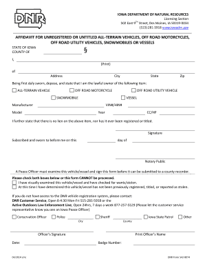 Iowa Affidavit for Unregistered Vehicles