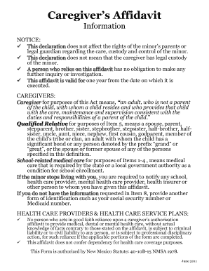Caregiver Authorization Affidavit