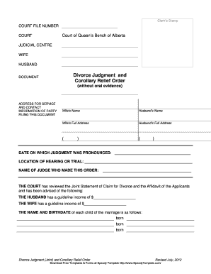 Divorce Judgment Joint and Corollary Relief Order.doc