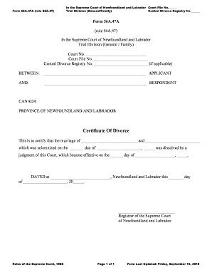 Certificate of Divorce