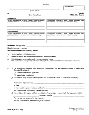 Ontario Divorce Affidavit Form 36