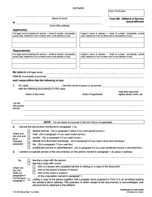 Ontario Form 6B Affidavit of Service