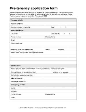 Pre-Tenancy Application Form