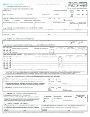 Alberta Blue Cross Benefit Change Form