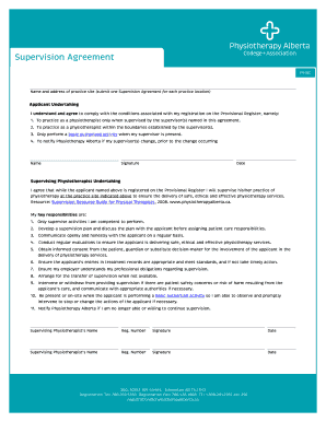Physiotherapy Supervision Agreement