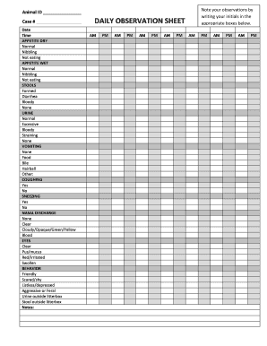 Daily Observation Sheet