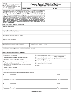 Texas Property Owner’s Affidavit of Evidence