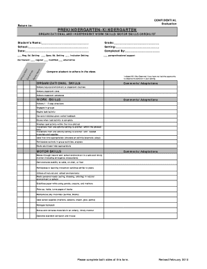 Prekindergarten-Kindergarten Skills Checklist