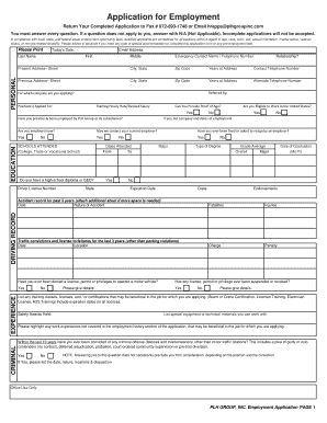 PLH Group Employment Application