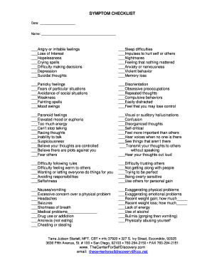 Mental Health Symptom Checklist