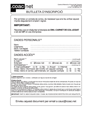 COAC Email Account Registration Form