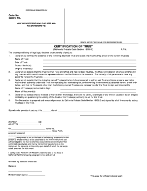 California Certification of Trust