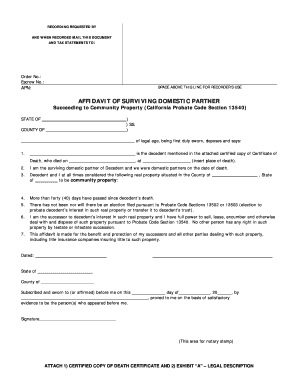 Affidavit of Surviving Domestic Partner