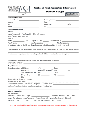 Gasketed Joint Application Form