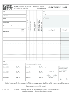 Chain of Custody Record Form