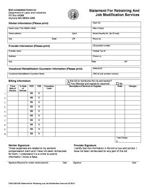 Washington State Retraining and Job Modification Services Form