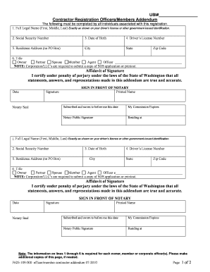 Washington Officer/Member Contractor Addendum