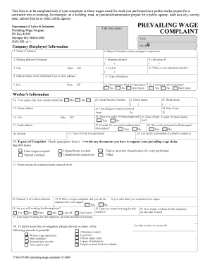 Washington Prevailing Wage Complaint Form
