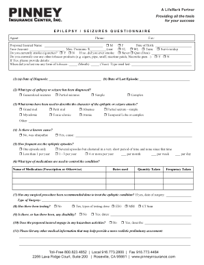 Epilepsy Seizure Questionnaire