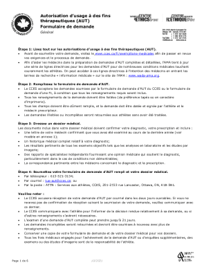 Formulaire de demande d'Autorisation d’usage à des fins thérapeutiques (AUT)