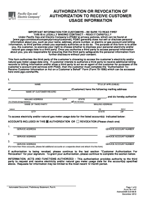 Authorization to Receive Customer Usage Information