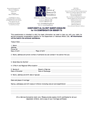 VA Compensation Benefits Questionnaire