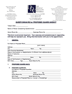 Proposed Guardianship Questionnaire