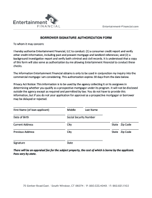 Borrower Signature Authorization Form