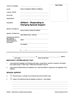 Affidavit – Responding to Changing Spousal Support