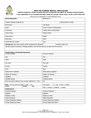 Florida Rental Application Form