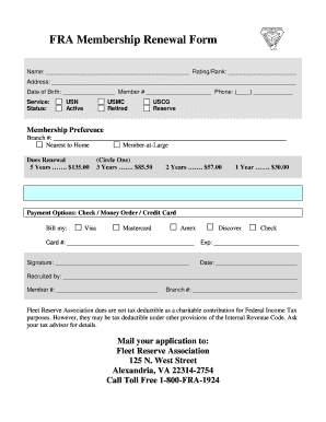 FRA Membership Renewal Form