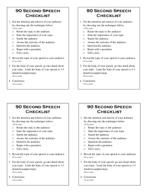 90 Second Speech Checklist