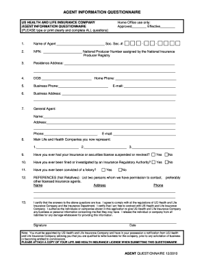 Agent Information Questionnaire