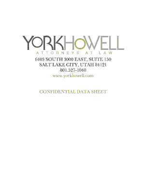 Confidential Data Sheet for Estate Planning