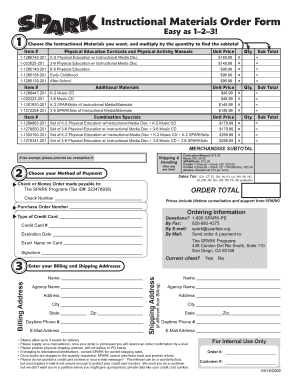 Instructional Materials Order Form