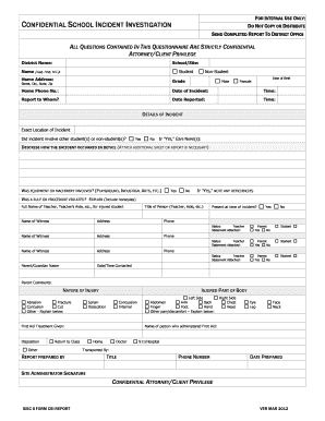 School Incident Investigation Form