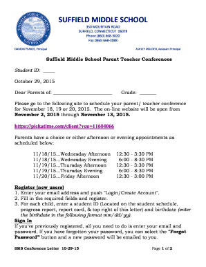 Conference Letter Directions - PDF - Suffield School District - suffield