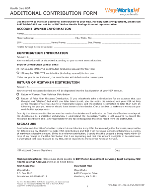 Health Savings Account Additional Contribution Form