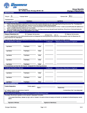 Change of Beneficiary Form