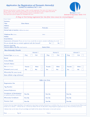 Domestic Animal Registration Form