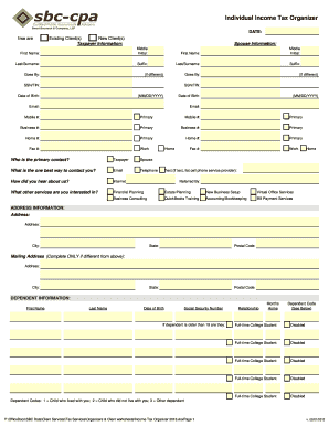 2014 Individual Income Tax Organizer