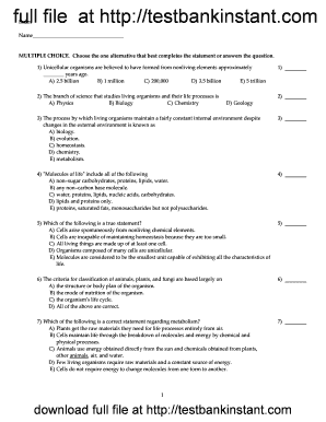 Biology Exam Multiple Choice Questions