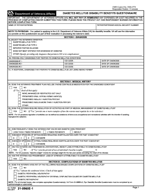 Diabetes Mellitus Disability Benefits Questionnaire