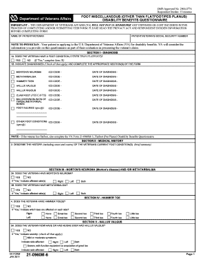 VA Form 21-0960M-6 Disability Benefits Questionnaire