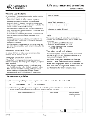 UK Inheritance Tax Form IHT410