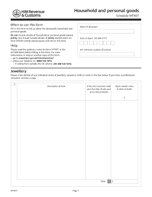 UK Inheritance Tax Form IHT407