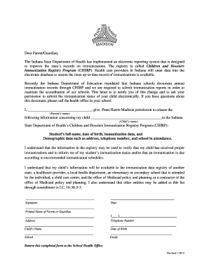 Indiana CHIRP Immunization Consent Form