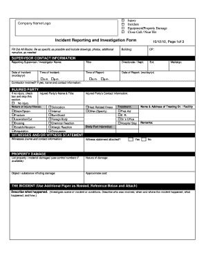 Incident Reporting and Investigation Form